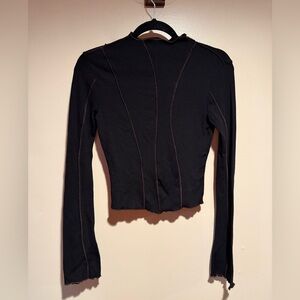 Kate Hewko long sleeve mock neck top black ribbed women’s small ?